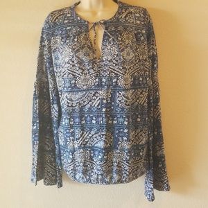 ❣Lucky Brand Blue&White Paisley Boho Blouse❣